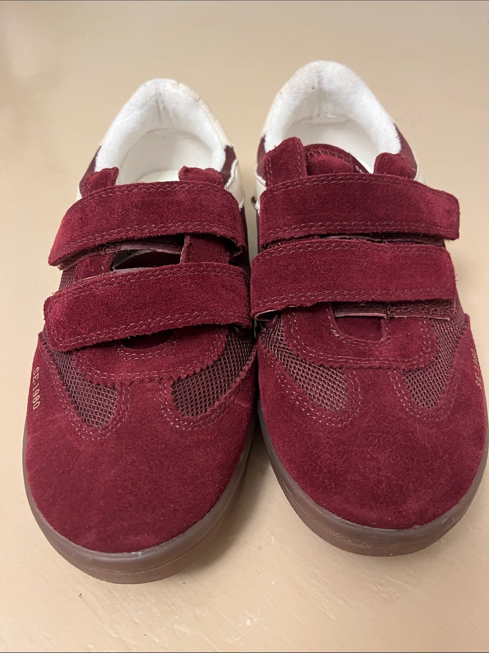 NWOT Women’s Sam Edelman Burgundy Suede Velcro Sneakers